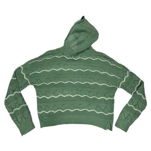 Ultra Flirt Beach Hoodie Women Sz Large Green Long Sleeve Open Knit Pull Over - Picture 5 of 14